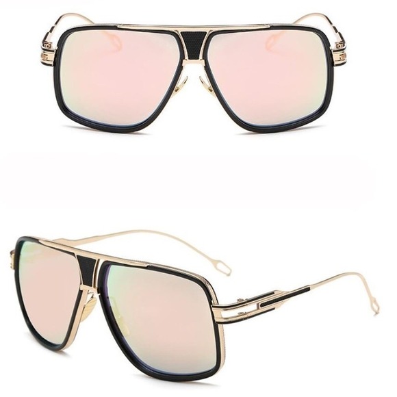 Aviator Sunglasses Gold Frame Pink Lens Fashion Pilot Sun Glasses Luxury‎ Lentes - Picture 1 of 3